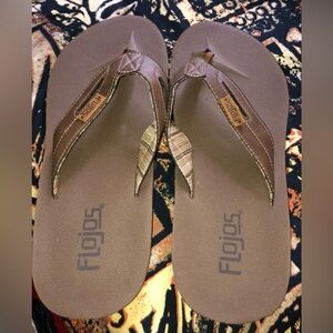 Flojos Men's Flip Flops Memory Foam NEW - Brown Size 10 Thong Slippers